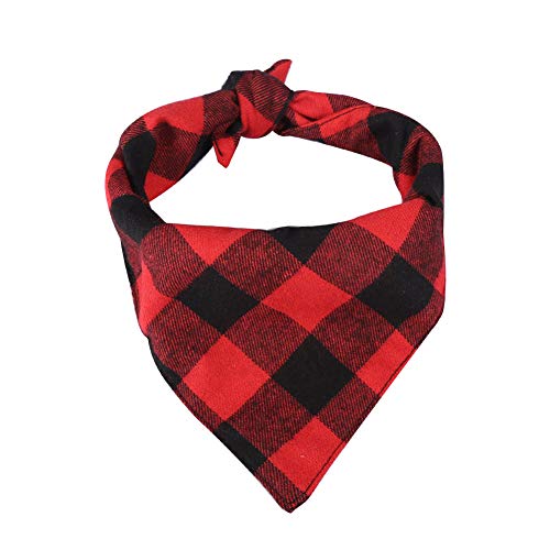 Haustierhund Welpe Schal Halsband Bandana Weich atmungsaktiv schwarz rote Plaid für kleine mittelgroße Hunde (S) von Febuliy