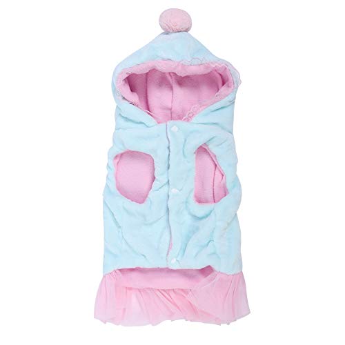 Haustierhundkatze Plüsch niedliche Kleidung Halten Sie warmes Kapuzendesign für Winterprinzessin Kleid (XL) von Febuliy