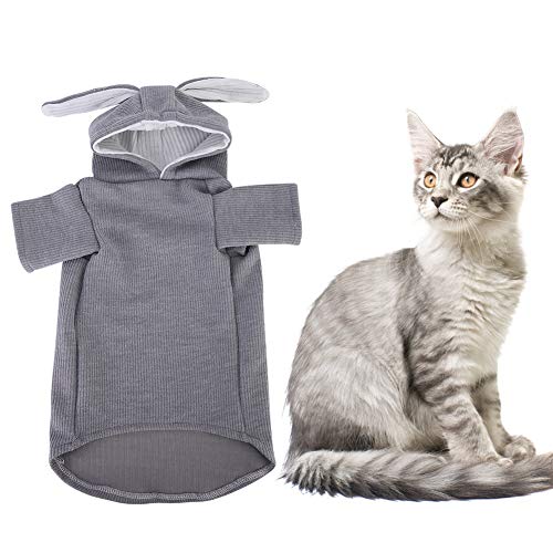 Haustierkatze kleine Hund Kostüme Kaninchenohrform Kleidung Halten Sie warmes Kapuzendesign für den 错误 und Winter (L) von Febuliy