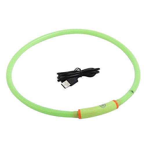 LED-Haustierhundkragen blinkende Lichtband Glow Safety Belt bequem hautfreundlich USB wiederaufladbar (Grün) von Febuliy