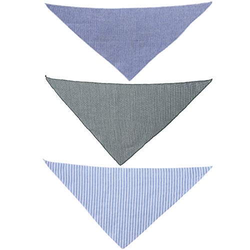 Pet Neckerchief Druckhund Schal dreieckiges Latzwatte Baumwollmaterial 3pcs dunkelgrün blau weiß blau feiner Streifen für Haustiere (L) von Febuliy