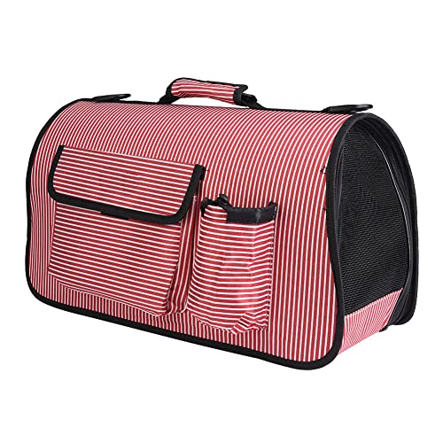 Tragbare atmungsaktive Haustierhandtaschen Umhängetasche Hunde Katze Reisetasche Nylon rosa großer Verstellbarer Riemen (Groß) von Febuliy