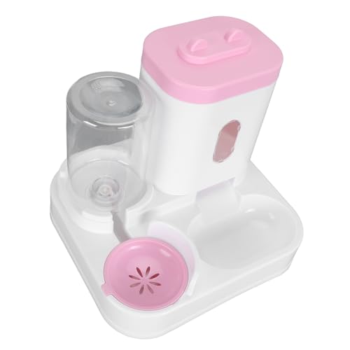 Wasserspender für Tierfutter, 2-in-1, große Kapazität, abnehmbar, automatisch, für Hunde, Welpen, Rosa von Febuliy