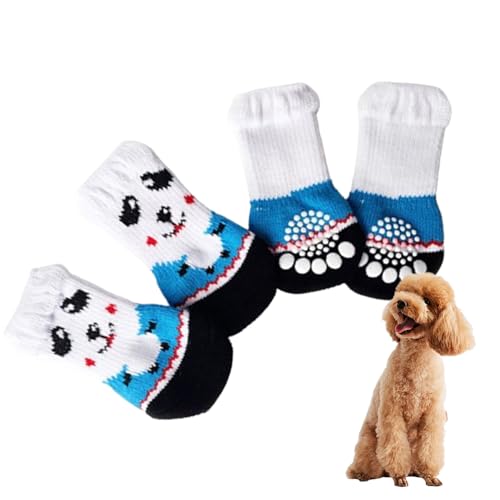 Fecfucy Anti-Rutsch-Hundesocken, warme Hundeschuhe - Elastischer Pfotenschutz mit Tiermustern - Verschleißfeste Katzensocken für drinnen und draußen, süßer Pfotenschutz zum Gehen, verhindern Lecken von Fecfucy