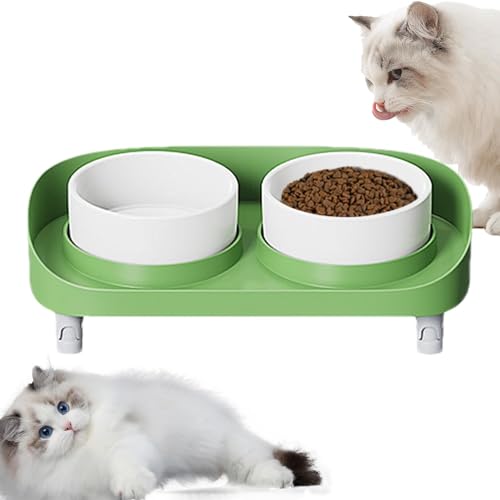 Fecfucy Doppelte Futternäpfe für Hunde und Katzen, Futter- und Wassernäpfe | Saubere Welpennäpfe für kleine Hunde, stressfreier Futternapf für Futter und Wasser von Fecfucy