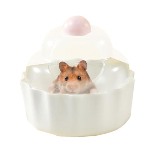 Fecfucy Hamster-Sandbadbehälter, Kuchenform, Kleintier-Sandbadbox, rutschfest, transparent, für Duschkabine, Käfigzubehör für Lemming, Eichhörnchen, Igel, Rennmäuse von Fecfucy