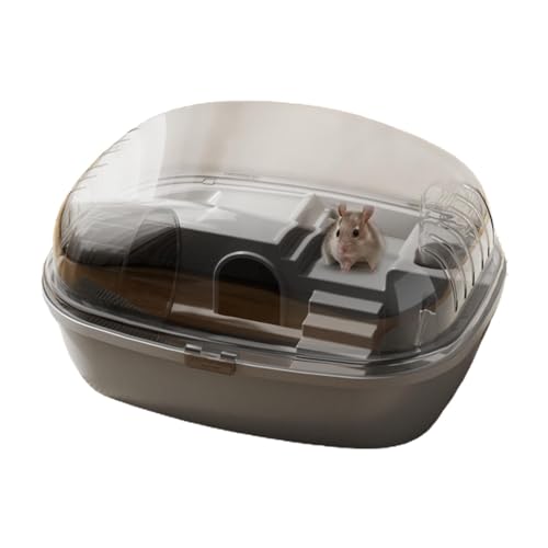Fecfucy Hamsterkäfige und Lebensräume – Kleintier-Käfig transparent lustig & interaktiv – 35 x 27 x 20 cm Hamsterkäfig inklusive Laufrad für aktives Spielen von Fecfucy