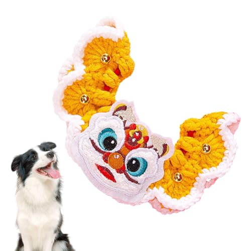 Fecfucy Handgefertigtes Haustierhalsband, Chinesisches Neujahrskostüm für Haustier,Verstellbare Welpenhalsbänder und Katzenhalsbänder | Welpenhalsband, niedliche Katzenkostüme mit roter und Goldener von Fecfucy