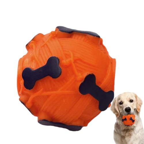 Fecfucy Hundespielzeug zur Zahnreinigung – Quietschender Hundeball Spielzeug – Hundefutter Leckerli-Spielzeug, Welpen-Puzzle Slow Feeder, Hunde Training Quietschball von Fecfucy