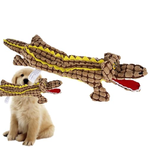 Fecfucy Quietschendes Hundespielzeug, Plüsch-Kauspielzeug für Hunde,Süße ausgestopfte Haustier-Plüschpuppe | Weiches, interaktives, quietschendes Krokod für Aggressive Kauer, unzerstörbares, von Fecfucy