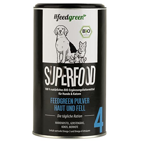 FeedGreen Pulver I Hundefutter I Katzenfutter I Haut & Fell I Biologisch I Natürlich I 200g von Feedgreen