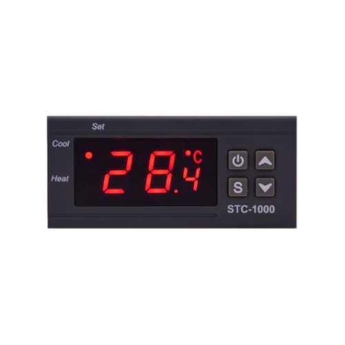 Feeuid Digitales Thermostat mit LED STC 1000 STC1000 mit digitalem LCD-Display zur Temperatureinstellung 'Brutkasten'. Digitales Thermostat mit Relais für Heizung und Kühlung A 12 V/24 V von Feeuid