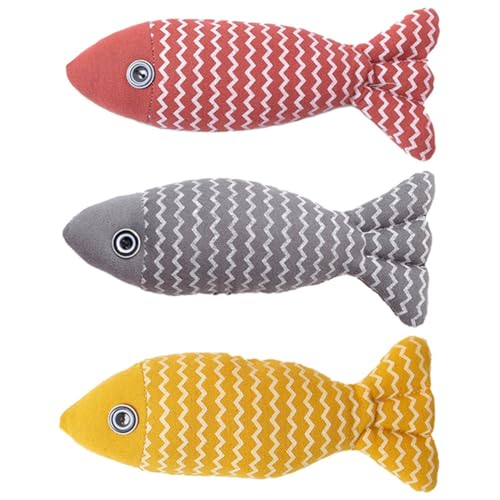 Feeuid Katzenspielzeug Fisch, Katzenminze-Spielzeug, Haustierspielzeug für Gelangweilte Erwachsene Hauskatzen, 3er-Pack von Feeuid