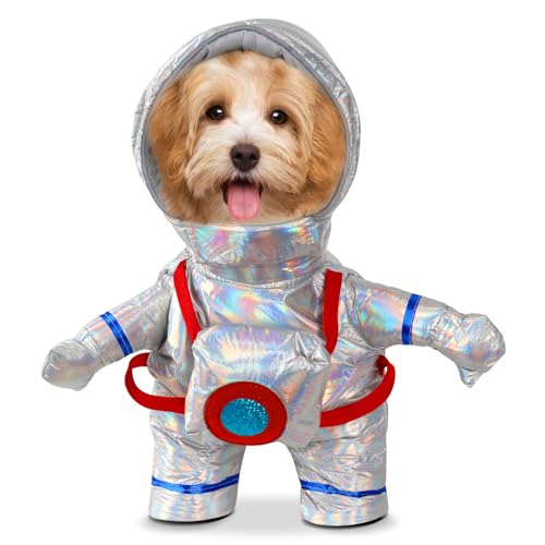 Hund Astronaut Kostüm mit Hut Weltraum Hund Outfit Lustige Hund Stehend Kostüm Kleidung Halloween Weihnachten Party Haustier Sliver Kostüm für Große Mittel Kleine Hund Welpe und Katze von Fehodun