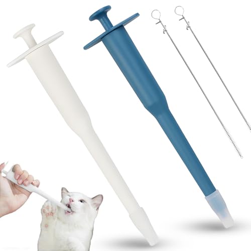 Pillenspender für Haustiere, 2 Stück, Tiermedizin, Pillenspender, Werkzeug, Seitengriffpresse, mit sauberer Bürste zum Füttern von Hunden, Katzen, Vögeln, kleinen Haustieren Pillenspender für Haustiere, 2 Stück, Tiermedizin, Pillenspender, Werkzeug, Seitengriffpresse, mit sauberer Bürste zum Füttern von Hunden, Katzen, Vögeln, kleinen Haustieren von FeiFanChoice