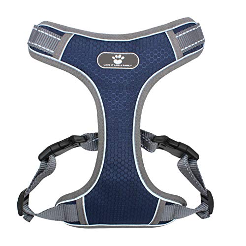 FEimaX Hundegeschirr für Große Hunde Einstellbare Anti Zug Geschirr Reflektierend Brustgeschirr No Pull Dog Harness für Kleine Mittelgroße Hunde, Weich Mesh Atmungsaktiv Brustgeschirr (XL, Marine) von FEimaX