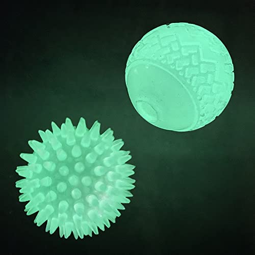 Feixun Dog Spikey Glow Ball, Dog Dark Glow Ball, Glow Dog Toy Ball, 2 Stück von Feixun