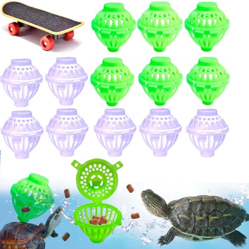 Fejapa Schildkröten-Leckerli-Ball und Trainingsskateboard-Spielzeug-Set, Schildkröten-Futterball, lustiges Wasserschildkröten-Anreicherungsspielzeug, Aquarium, Schildkrötenfutterspielzeug, von Fejapa