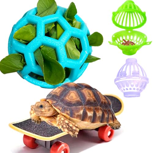 Fejapa Schildkröten-Leckerli-Ball und Trainingsskateboard-Spielzeug-Set, Schildkröten-Futterball, lustiges Wasserschildkröten-Anreicherungsspielzeug, Aquarium, Schildkrötenfutterspielzeug, von Fejapa