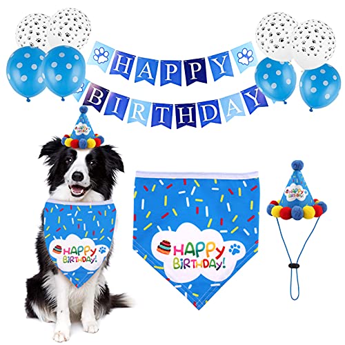 Felenny Hund Geburtstag Party Set Hund Geburtstag Bandana Hund Geburtstag Hut Schals Flagge Ballon für Hund Geburtstag Partei Liefert von Felenny