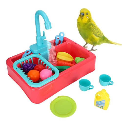 Pet Papageien Bird Bathtub, Vogelbadewanne Haustier Vogel Vogeldusche Badewanne mit Spielzeug Automatic Parrots Bathroom Bird Shower Tub von Felenny