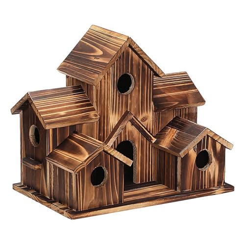 Felenny Vogelhäuser aus Holz zum Aufhängen im Freien, Garten, Vogel-Nistkasten, handgefertigt, natürliches Vogelhaus für Hinterhof, Hof, Terrasse, wilde Dekoration von Felenny