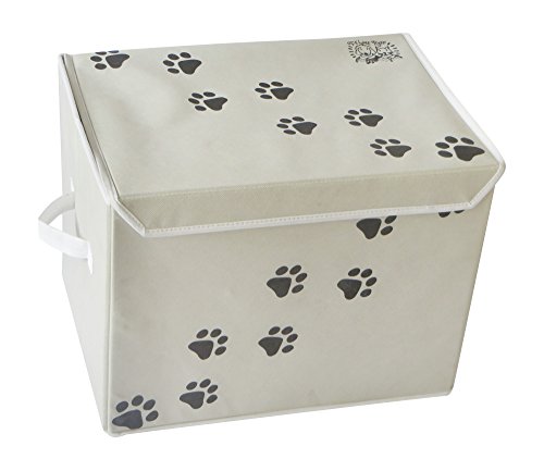 Feline Ruff Aufbewahrungsbox für Hundespielzeug, groß, 40,6 x 30,5 cm, mit Deckel, perfekt zusammenklappbar, Segeltuch, für Katzenspielzeug und Zubehör, Hellbraun von Feline Ruff