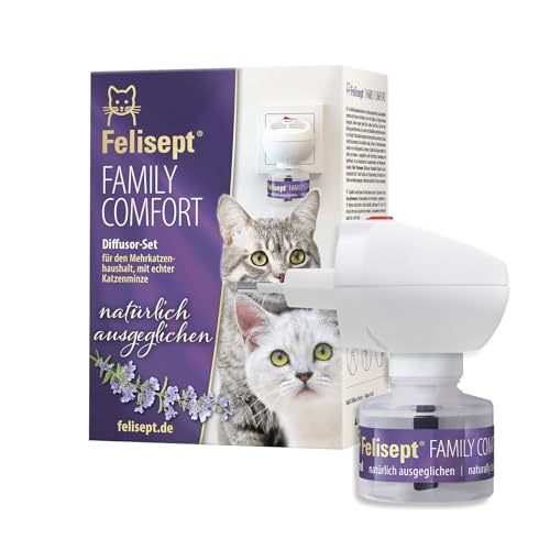 Felisept Family Comfort Starter-Set im Mehrkatzenhaushalt (Verdampfer + Flakon 45ml) - Beruhigungsmittel für Katzen - Katzen Beruhigungsmittel natürliche Katzenminze - Entspannungsmittel für Katzen von Felisept