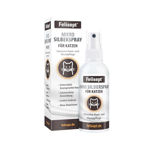 Felisept Mikro Silberspray für Katzen 75ml - Silberspray Katze gegen Juckreiz Katze - Wundspray Katze - Schmerzfrei für die Katze - ohne Aluminium & kolloidales Silber - Einfache Anwendung von Felisept