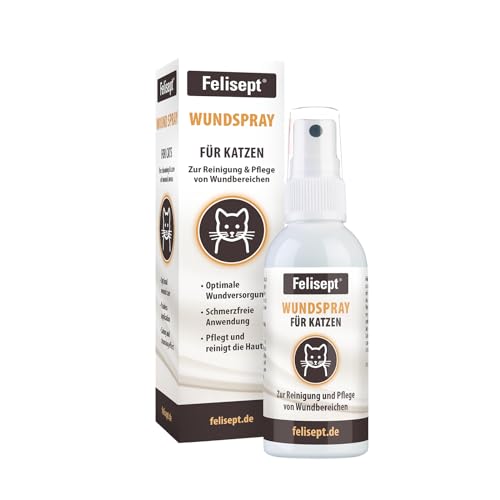 Felisept Wundspray für Katzen 75ml - Wundspray Katze zur Reinigung von Wunden, Haut und Scheimhäuten - Wundpflege Katze - Einfach in der Anwendung und schmerzfrei für die Katze von Felisept