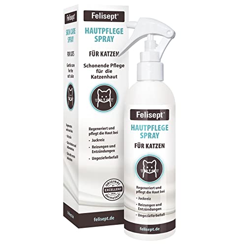 Felisept Hautpflegespray für Katzen 250ml - Milbenspray Katze - Grasmilben Katze - Juckreiz Katze - gegen Schuppen bei Katzen - Juckreiz Spray Katze - milde Pflegelotion mit natürlichen Wirkstoffen von Felisept