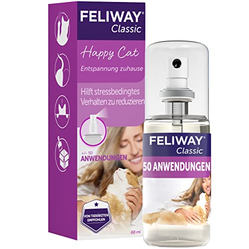 FELIWAY Classic Transport Spray für Katzen | Stressfreie Reise & Transport | sorgt für Entspannung bei punktueller Anwendung gegen Kratz- & Harnmarkieren | 60ml von Feliway