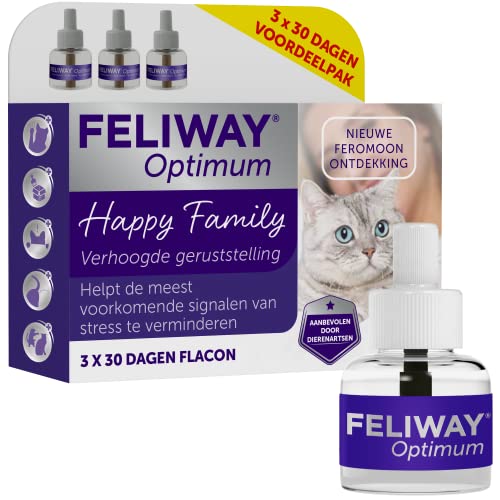 FELIWAY Optimum - Vorteilspack - 3 x 48ml - Verbesserte Lösung für Signale von Katzen Stress - hilft bei Kratzern, Ängsten, Veränderungen, Markierung mit Urin und Konflikten zwischen Katzen von FELIWAY