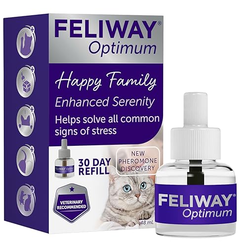 Feliway Optimum 30 Tage Katzen-beruhigende, geruchlose Nachfüllpackung für Pheromon-Diffusor, 48 ml – hilft Anzeichen von Stress bei Katzen und Kätzchen, von Tierärzten empfohlen, medikamentenfrei Feliway Optimum 30 Tage Katzen-beruhigende, geruchlose Nachfüllpackung für Pheromon-Diffusor, 48 ml – hilft Anzeichen von Stress bei Katzen und Kätzchen, von Tierärzten empfohlen, medikamentenfrei von FELIWAY