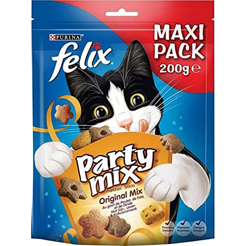 Felix Chats Kroketten Katzen Felix Party Mix Original-Hühnerleber Türkei Maxi-Pack 200G (6er-Set) 1 von Felix Chats