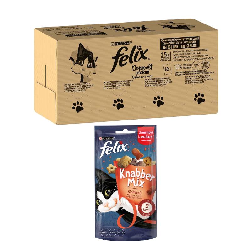 120 x 85 g Felix in Gelee + 60 g KnabberMix Grillspaß Snack gratis! - "So gut wie es aussieht" Gelee: Doppelt lecker von Felix