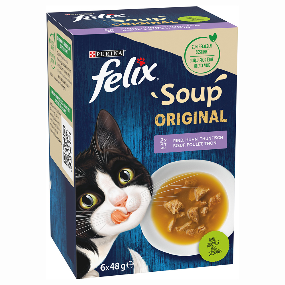 24 + 12 gratis! 36 x 48 g Felix Soup - Gemischte Vielfalt von Felix