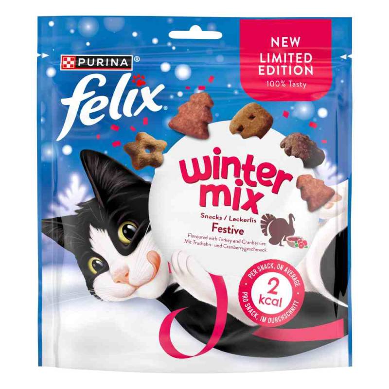 3 + 1 gratis! 4 x Felix Katzensnacks - Party Mix: Wintermix (4 x 200 g) von Felix