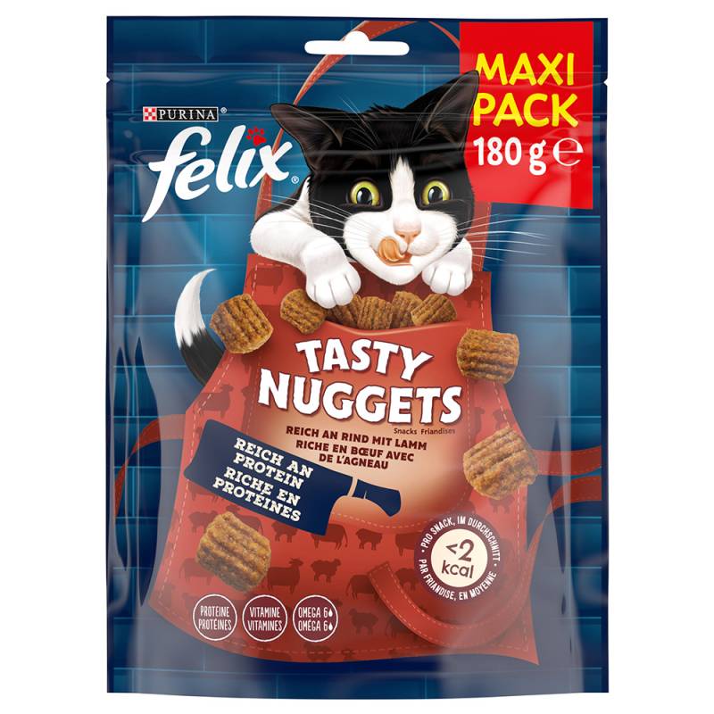 3 + 1 gratis! 4 x Felix Katzensnacks - Tasty Nuggets: Rind und Lamm (4 x 180 g) von Felix