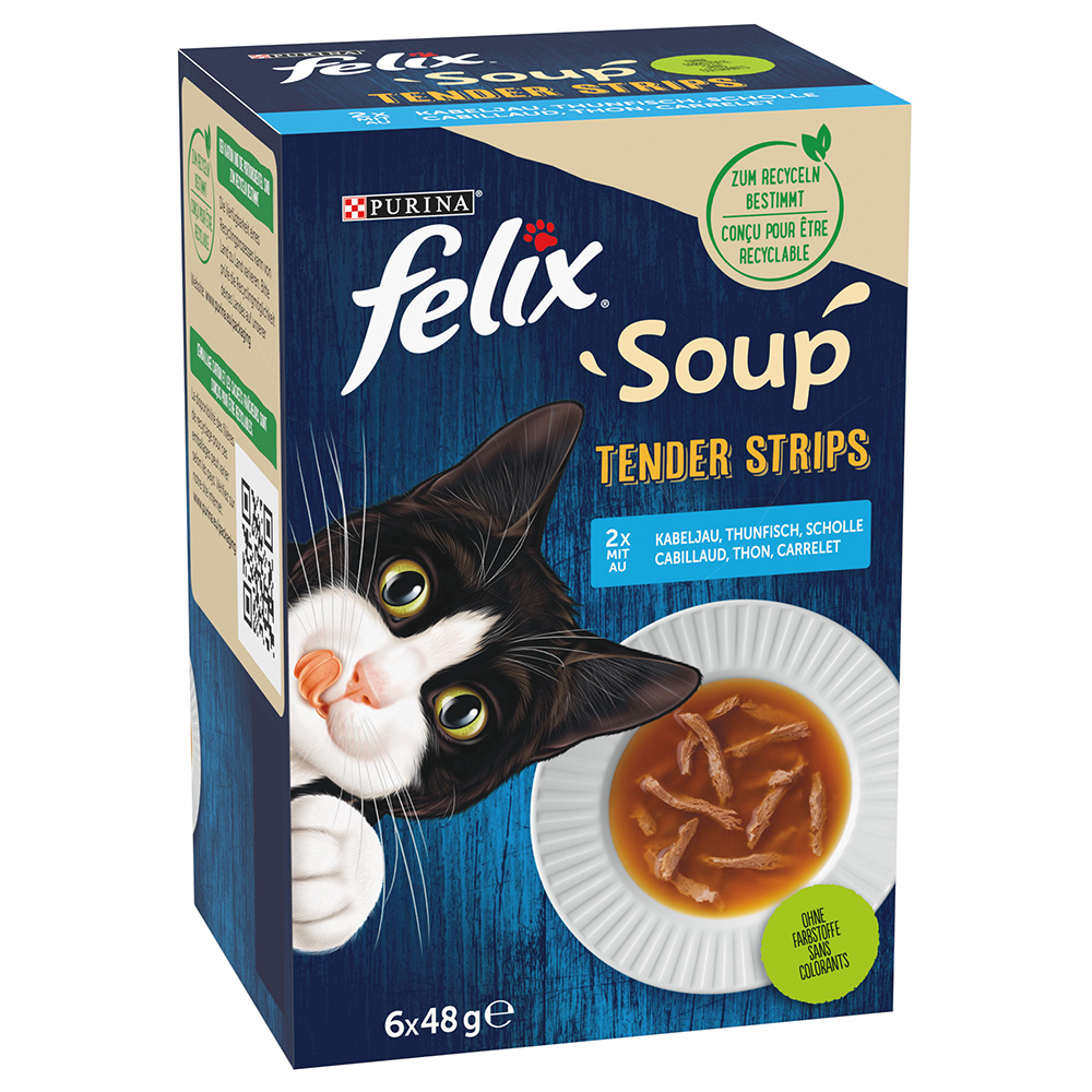 30 + 6 gratis! 36 x 48 g Felix Soup - Filet: Geschmacksvielfalt aus dem Wasser von Felix