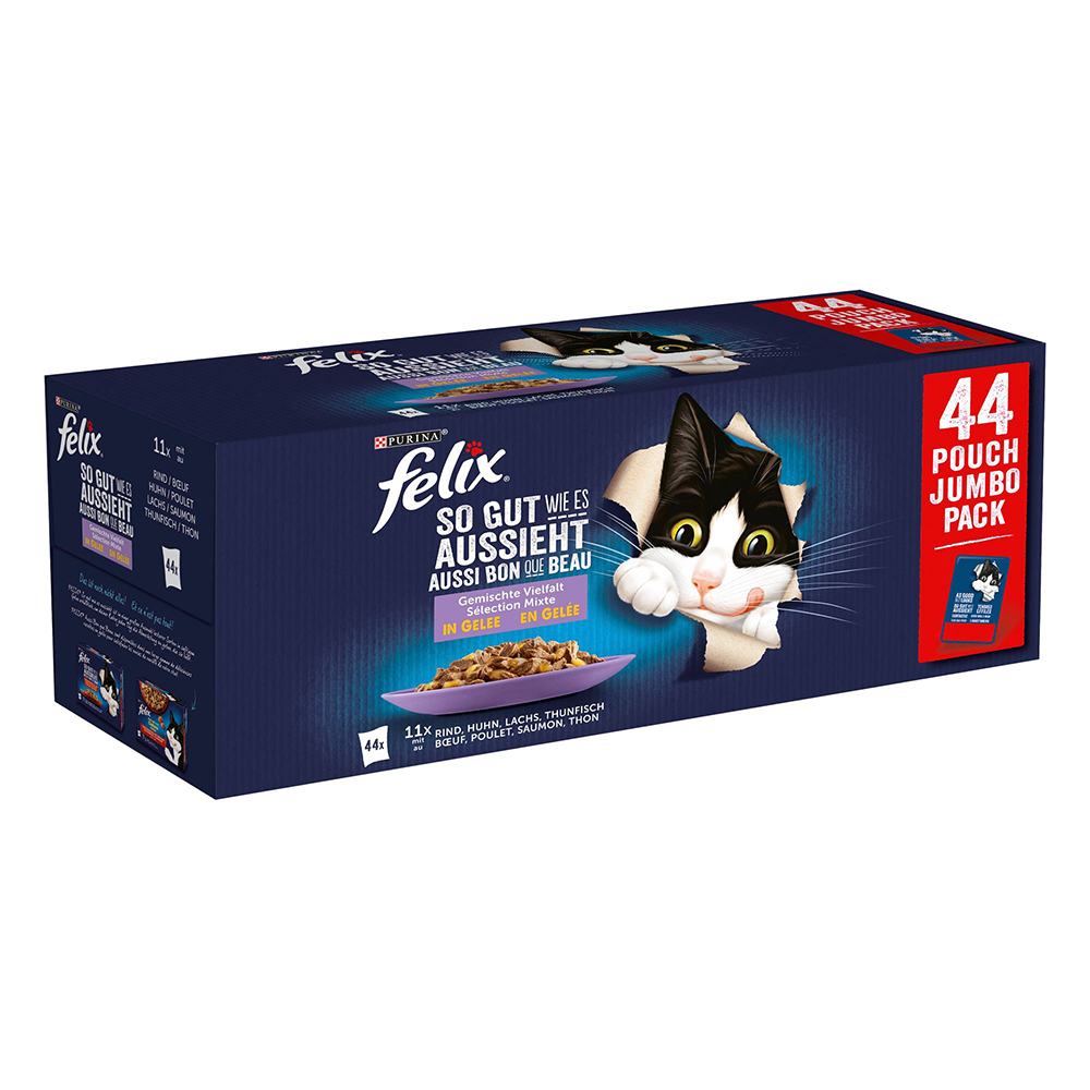 34 + 10 gratis! 44 x 85 g Felix "So gut wie es aussieht" - Huhn, Rind, Thunfisch, Lachs von Felix