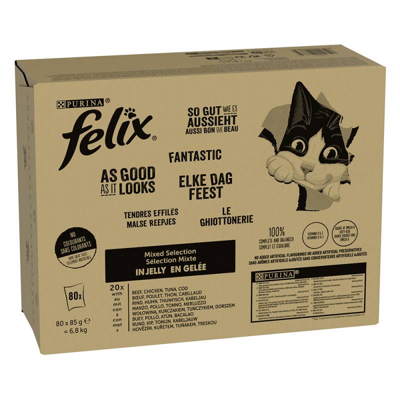 64 + 16 gratis! 80 x 85 g Felix Megapack - "So gut wie es aussieht" Fleisch Mixpaket 2 von Felix