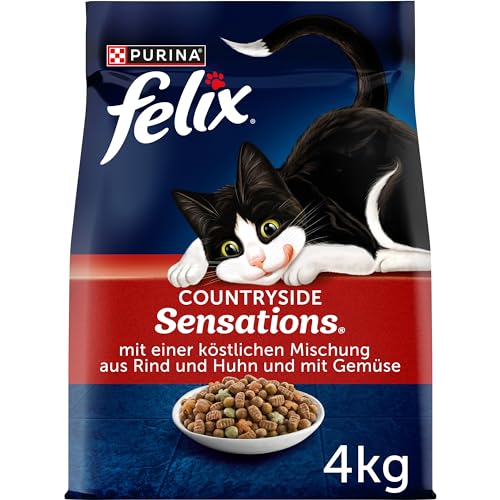 FELIX Countryside Sensations Katzenfutter trocken, mit Rind und Huhn, 1er Pack (1 x 4kg) von Felix