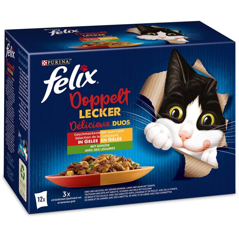 FELIX Doppelt Lecker in Gelee mit Rind, Geflügel und Gemüse 12x85g von Felix