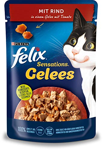 FELIX Katzennassfutter Sensations Gelees mit Rind und Tomate 24 x 85 g von Felix