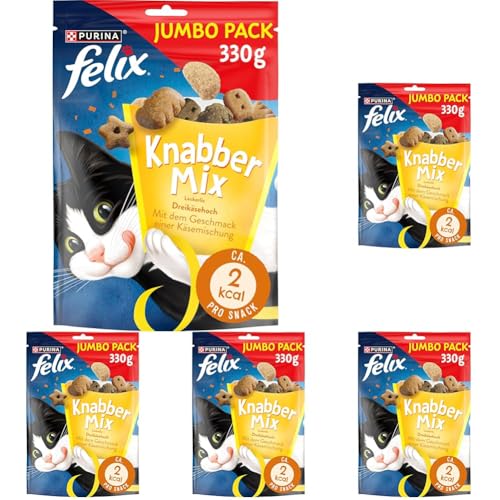 FELIX KnabberMix Original mit Huhn, Leber- & Truthahngeschmack Katzensnacks Beutel, 200 g, 1 Packung (Packung mit 5) von Felix