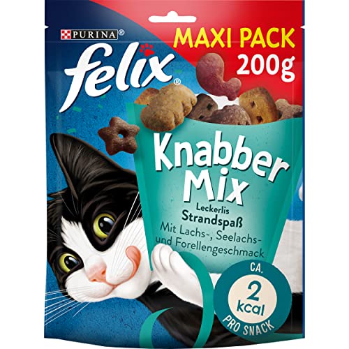 FELIX KnabberMix Strandspaß Katzensnack, Knusper-Leckerlie mit Fisch-Geschmack, 1er Pack (1 x 200g) von Felix