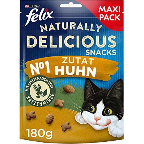 FELIX Naturally Delicious Katzensnack, gesunde Leckerlies mit Huhn & Katzenminze, 6er Pack (6 x 180g) von Felix