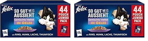 FELIX So gut wie es aussieht Gemischte Vielfalt in Gelee Katzennassfutter 44x85g Portionsbeutel (Packung mit 2) von Felix