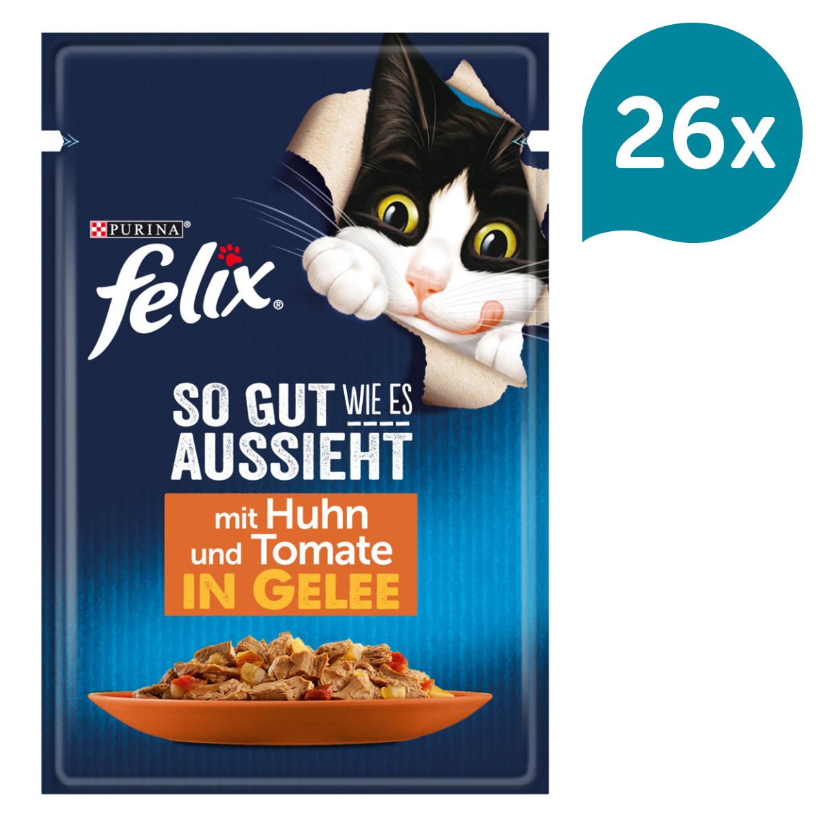 FELIX So gut wie es aussieht in Gelee mit Huhn und Tomate 26x85g von Felix